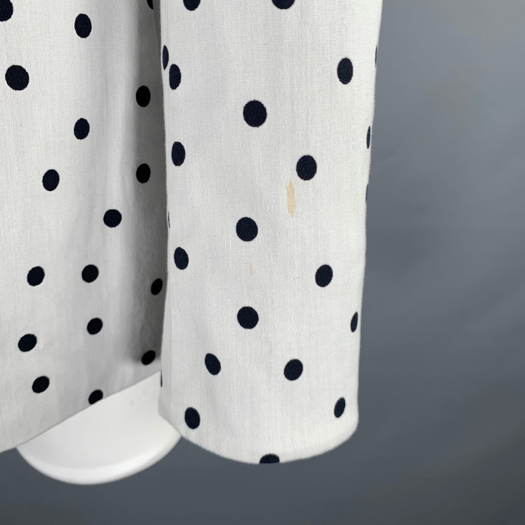 AKRIS Size 8 White Black Cotton Blend Polka Dot Blazer