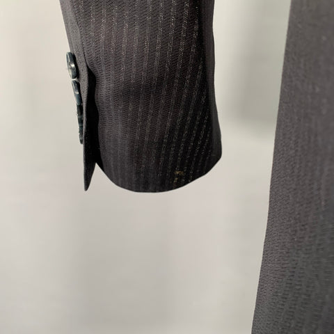 DOLCE & GABBANA Size 36 Navy Stripe Virgin Wool Sport Coat