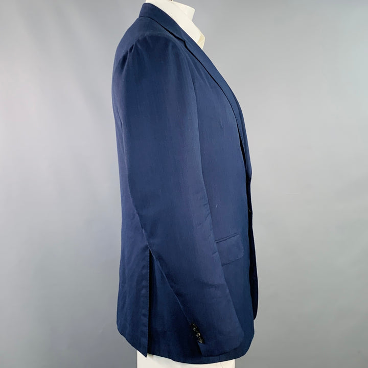 SARTORIO Size 44 Regular Navy Wool Notch Lapel Sport Coat