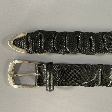 TORINO Size 46 Black Lizard Leather Belt