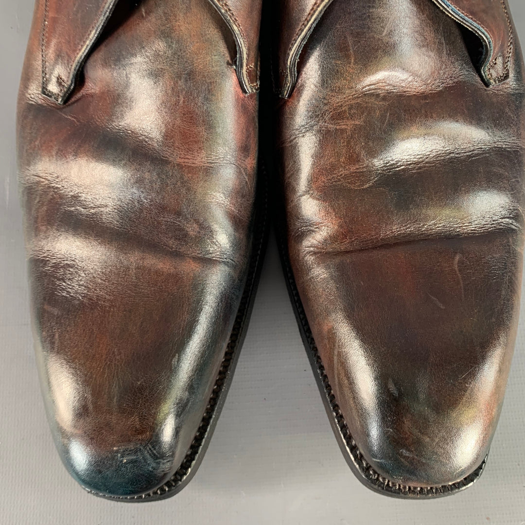 CALZOLERIA HARRIS Size 12 Brown Antique Leather Monk Strap Loafers