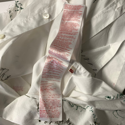 MARNI Size M White Stitched Cotton Button Up Long Sleeve Shirt