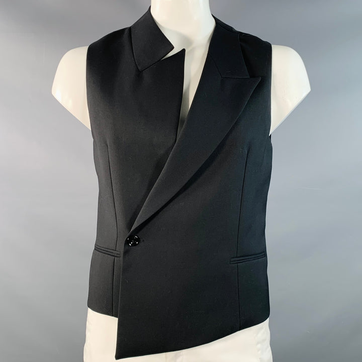 ALEXANDER MCQUEEN Size 42 Black Wool Asymmetrical Peak Lapel Vest
