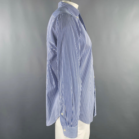 POLO by RALPH LAUREN Size L Blue White Stripe Cotton Long Sleeve Shirt