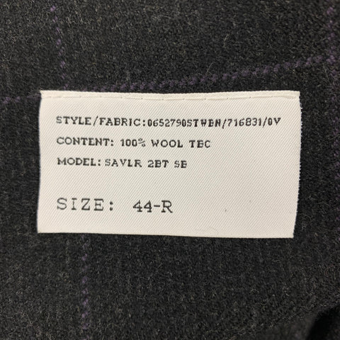 RALPH LAUREN Purple Label Size 44 Black Purple Window Pane Wool Notch Lapel Sport Coat