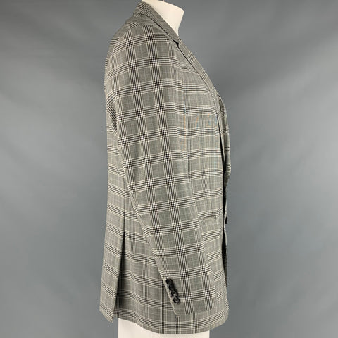 HUGO BOSS Talla 44 Abrigo deportivo de lana virgen Glenplaid blanco negro