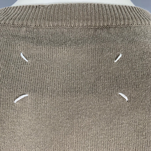 MAISON MARTIN MARGIELA Size L Khaki Jersey V-Neck Pullover