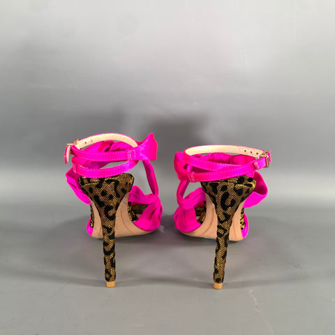 SOPHIA WEBSTER Size 6.5 Pink Black & Gold Silk Animal Print Wrap Pumps