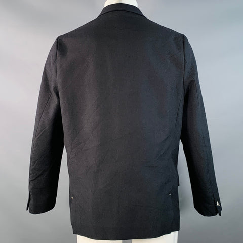 ARCHIVIO J.M.RIBOT Size M Black Wool Twill Single Breasted Buttoned Jacket
