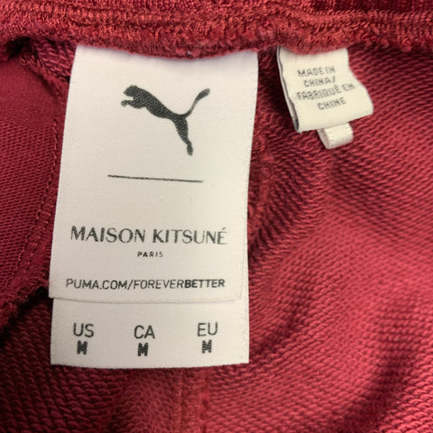 MAISON KITSUNE x PUMA Size M Burgundy White Vertical Stripe Casual Pants