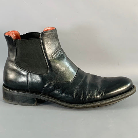 PARABOOT Size 10 Black Leather Rubber Sole Chelsea Boots