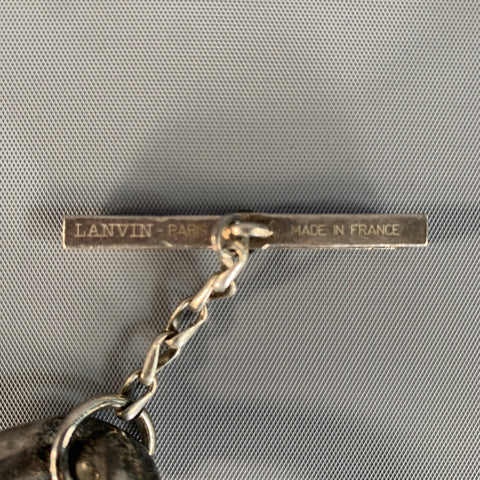 LANVIN Silver Gunmetal Chain Link Crystal Bracelet