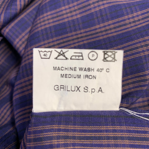 LUCIANO BARBERA Size M Purple Orange Plaid Cotton One Pocket Long Sleeve Shirt