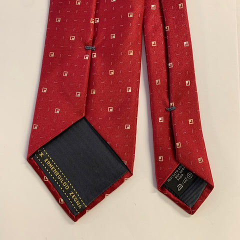 ERMENEGILDO ZEGNA One Size Red Cream Silk Tie