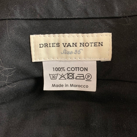 DRIES VAN NOTEN Size 6 Black & Red Star Print Cotton Wide Leg Dress Pants