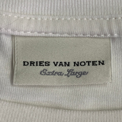 DRIES VAN NOTEN Size XL White Blue Green Stripe Cotton Long Sleeve Crew Neck Pullover