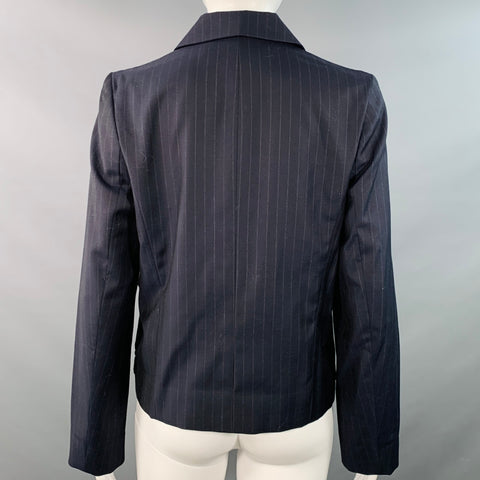 COMME des GARCONS Size S Black Grey Wool Pinstripe Peter Pan Collar Button Up Shirt