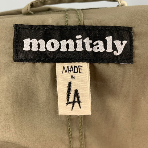 MONITALY Size 42 Olive Solid Cotton Lightweight Jacket