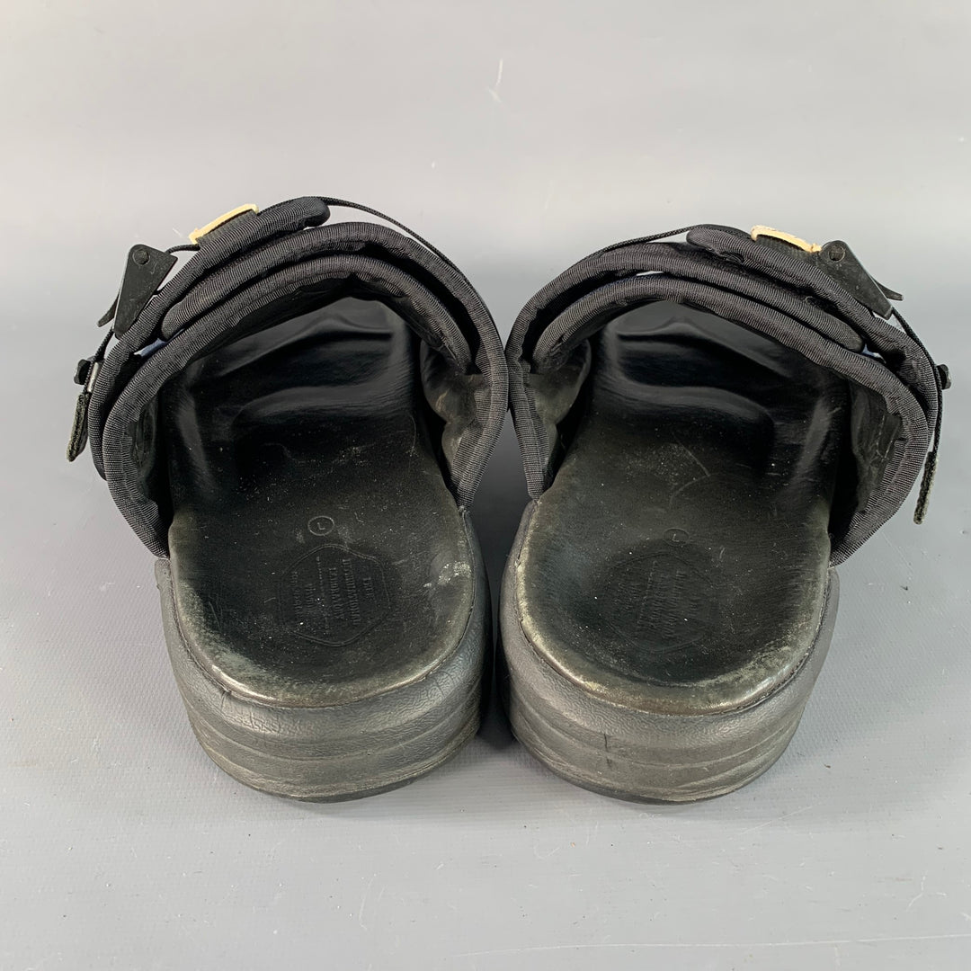 VISVIM Size L Christo Black Nylon Wrap Sandals
