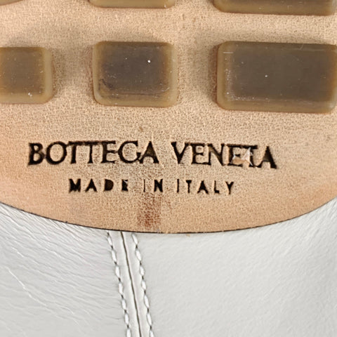 BOTTEGA VENETA Size 12 Crunch Lux Cream Leather Square Toe Flats