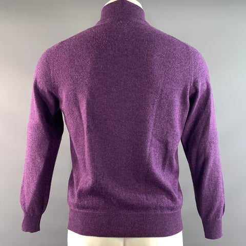 ERMENEGILDO ZEGNA Size M Purple Cashmere 3/4 zipper Pullover