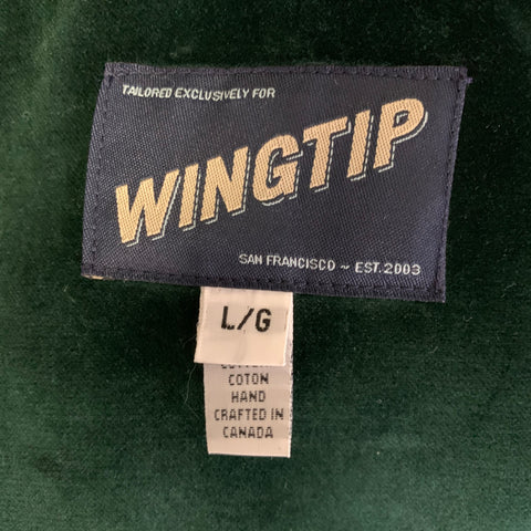 WINGTIP Size L Green Emerald Velvet Cotton Wrap Around Robe