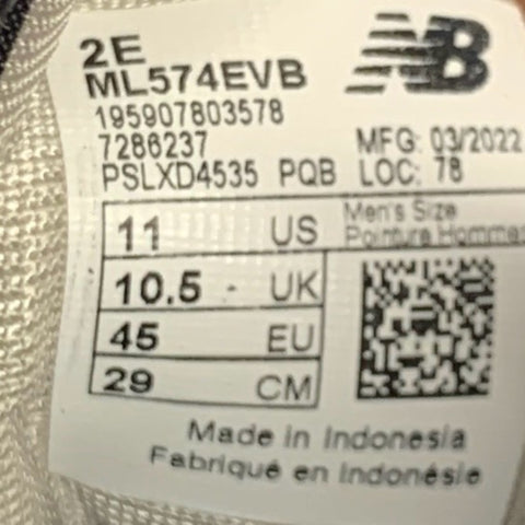 NEW BALANCE Size 11 Classic 574 Black Grey Mesh Suede Sneakers