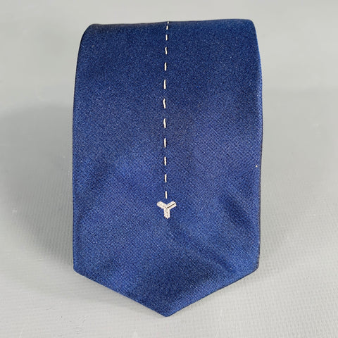GOYARD Royal Blue Grey Windsor Embroidered Silk Tie