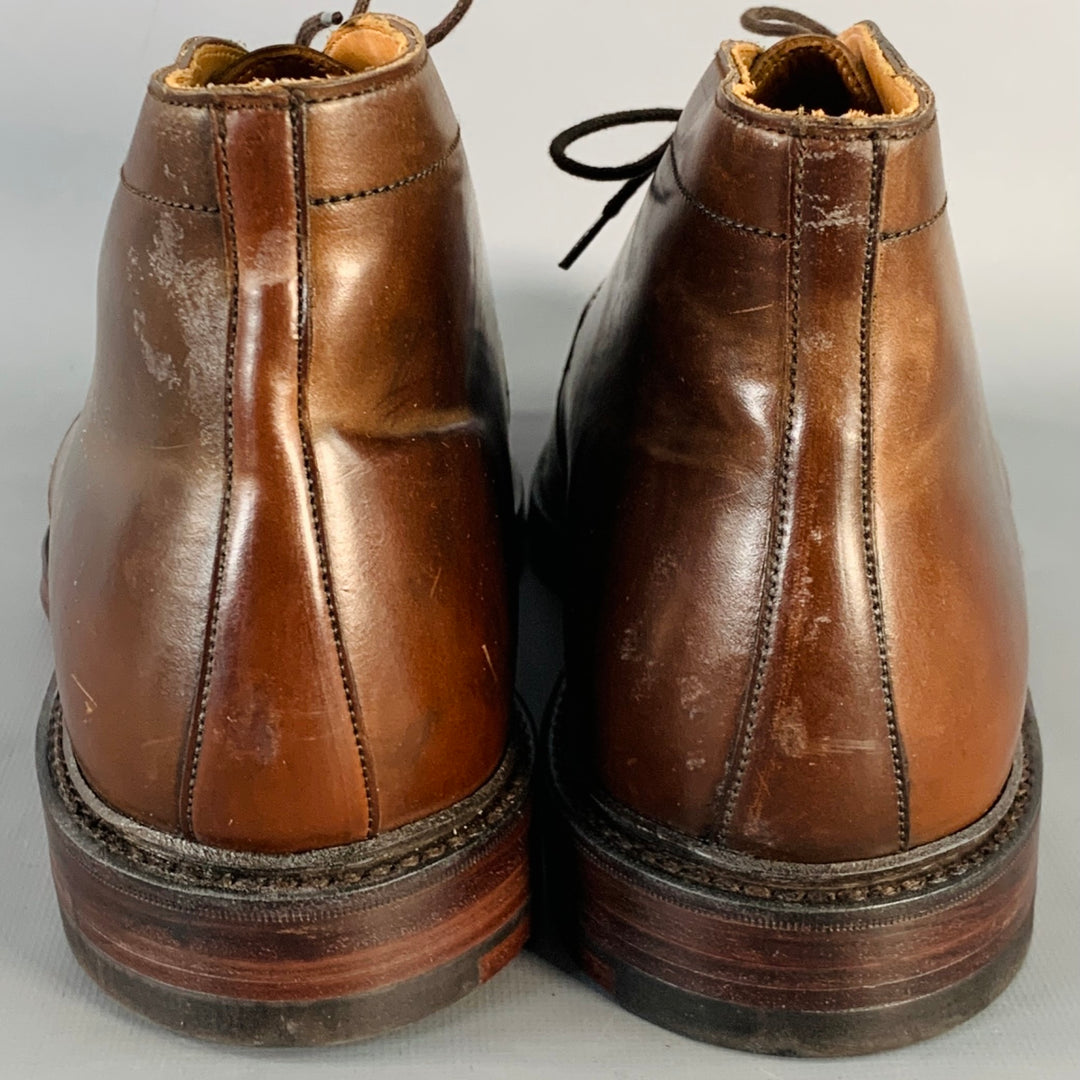RALPH LAUREN Size 10.5 Gifford Brown Cordovan Leather Lace-Up Ankle Boots
