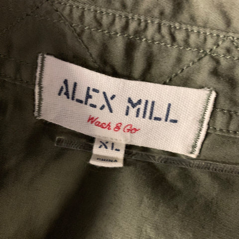 ALEX MILL Size XL Green Olive Cotton Pop-Over Long Sleeve Shirt