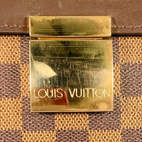 LOUIS VUITTON Ebene Brown Beige Damier Leather Coated Canvas Briefcase Bag