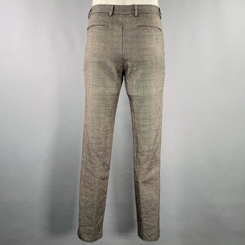 GUCCI Size 34 Black Grey Nailhead Wool Mohair Flat Front Dress Pants