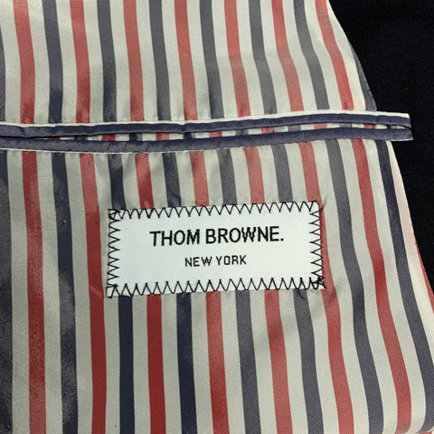 THOM BROWNE Size 42 Navy Stripe Wool Notch Lapel Sport Coat