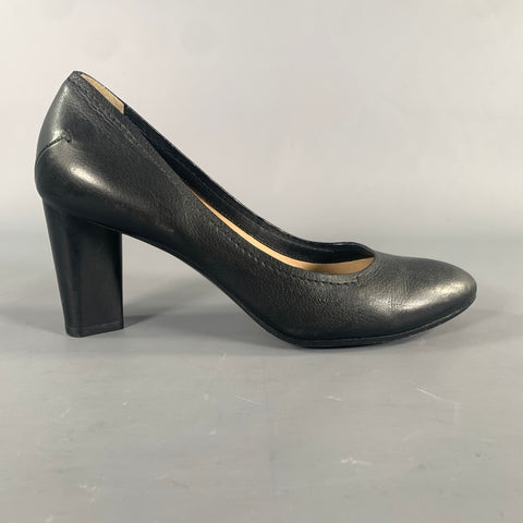 CoSTUME NATIONAL Size 8 Black Leather Slip On Pumps