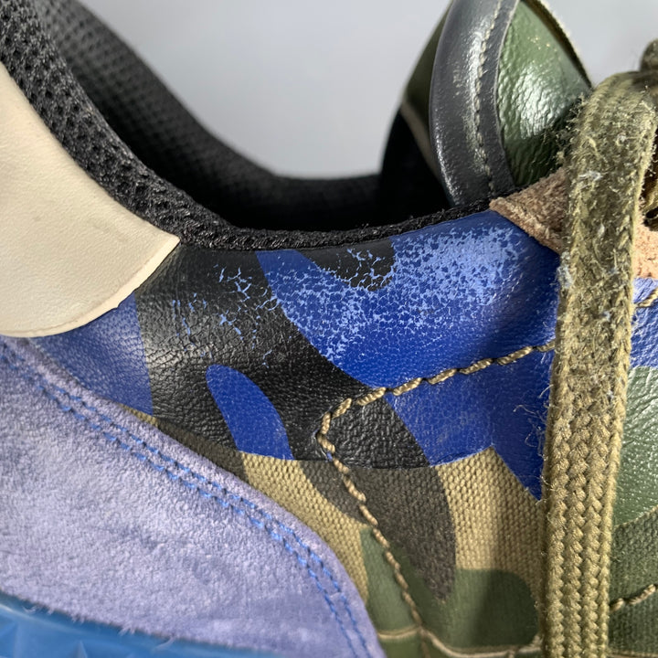 VALENTINO Size 9.5 Blue Taupe Color Block Leather Rubber Sole Sneakers