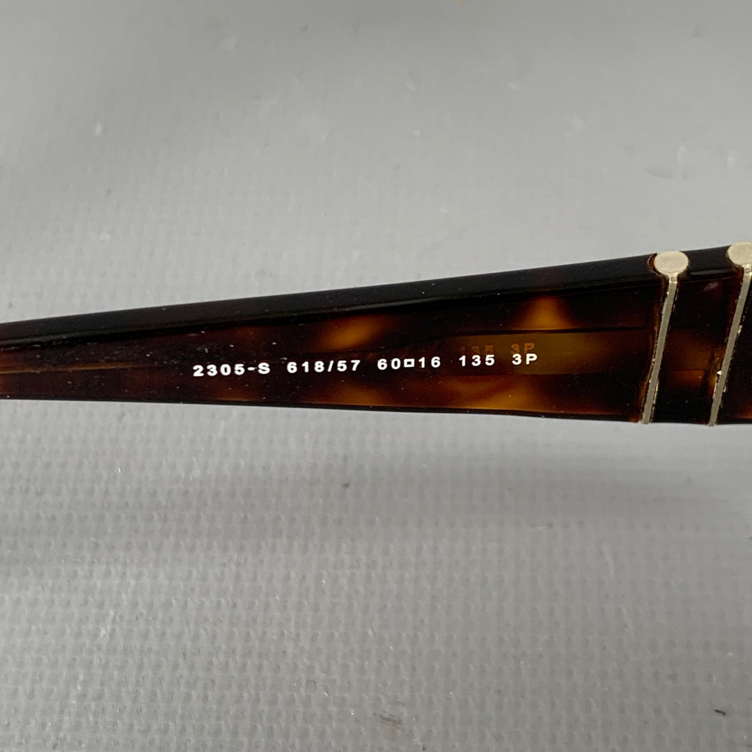 PERSOL Brown Tortoiseshell Acetate Metal Polarized Aviator Sunglasses