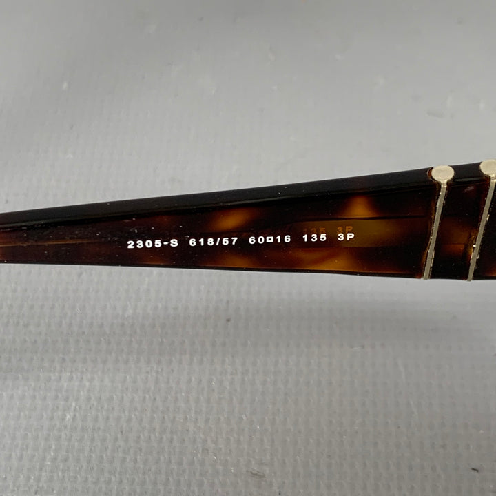 PERSOL Brown Tortoiseshell Acetate Metal Polarized Aviator Sunglasses