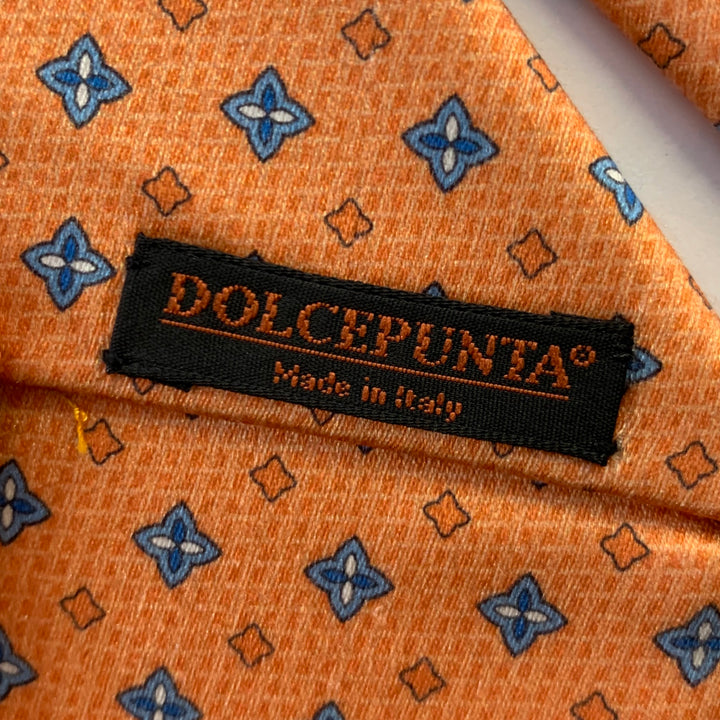 DOLCEPUNTA Orange Blue Foulard Silk Tie