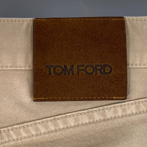 TOM FORD Size 30 Khaki Cotton Blend Twill Button Fly Jeans