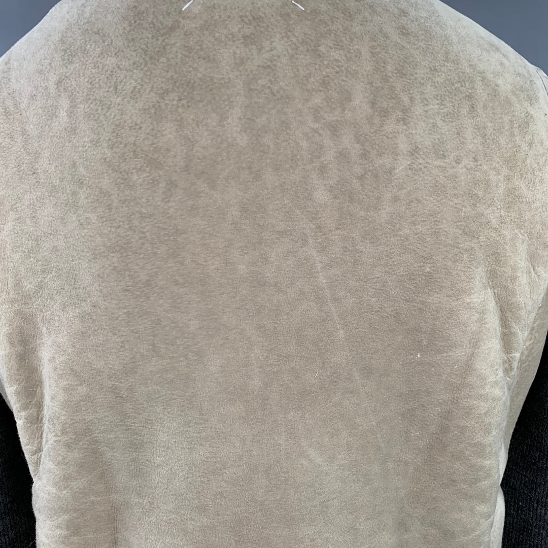 MAISON MARGIELA Size 42 Grey Stone Mixed Fabrics Wool Suede Collarless Jacket