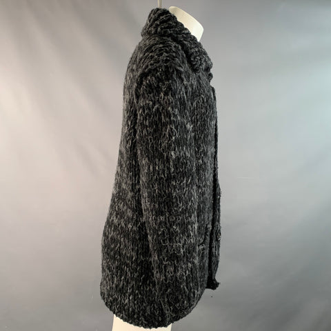 YOHJI YAMAMOTO Size M Black Grey Knitted Wool Blend Chunky Jacket