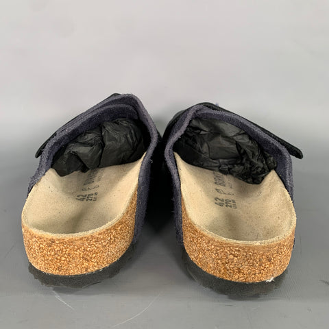 BIRKENSTOCK Size 9 Navy Khaki Mixed Fabrics Suede Slide Sandals