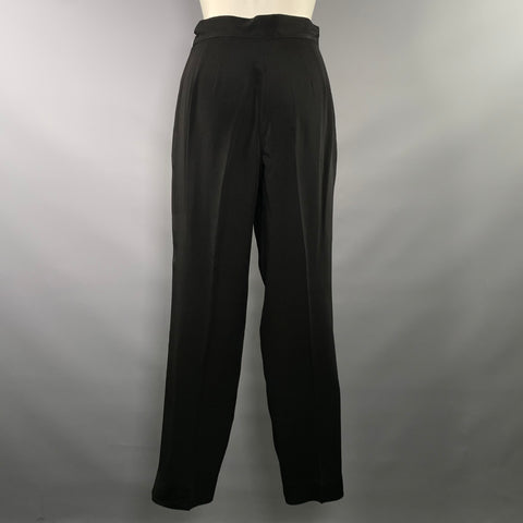 CLAUDE MONTANA Size S Black Silk Blend Tapered Dress Pants