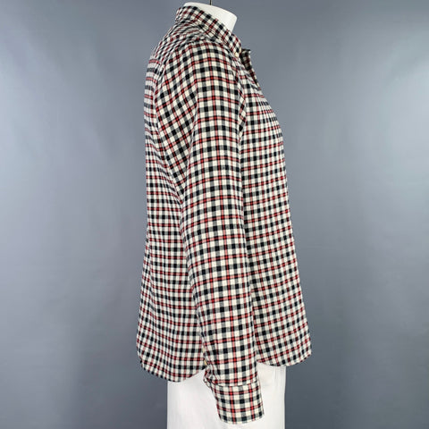 PAUL SMITH JEANS Size L Cream Red Black Plaid Cotton Long Sleeve Shirt