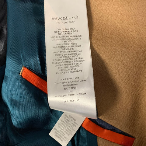PS by PAUL SMITH Size XL Camel Wool Blend Notch Lapel Coat