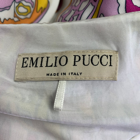 EMILIO PUCCI Size 12 White Pink Butterflies 3/4 Sleeves Casual Top