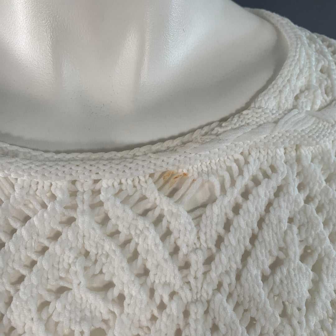COMME des GARCONS 2022 Size S White Textured Knit Polyester Crew Neck Sweater
