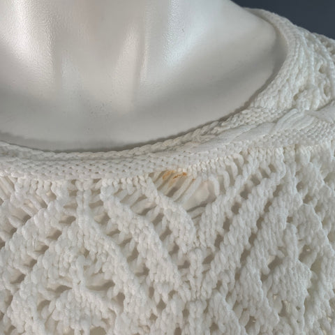 COMME des GARCONS 2022 Size S White Textured Knit Polyester Crew Neck Sweater