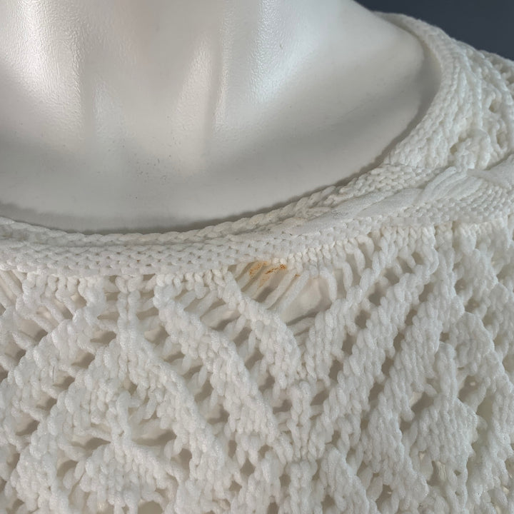 COMME des GARCONS 2022 Size S White Textured Knit Polyester Crew Neck Sweater