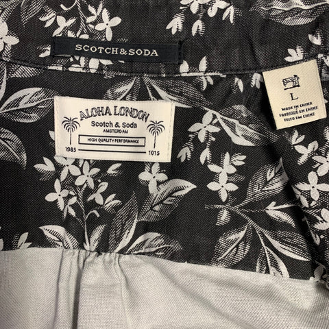 SCOTCH AND SODA Size M Black Grey Floral Cotton One Pocket Long Sleeve Shirt